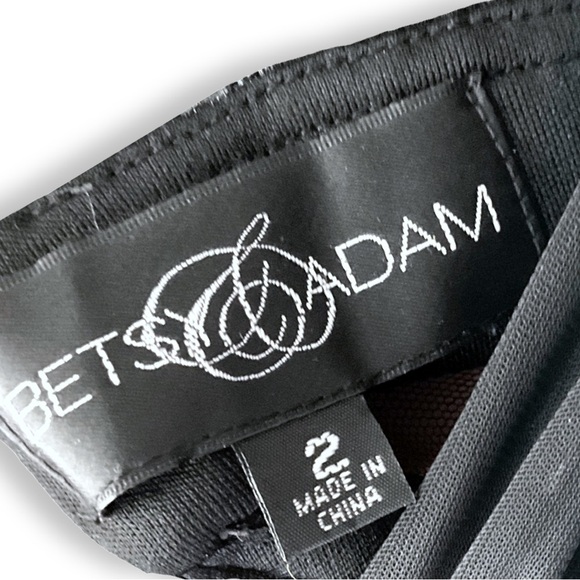 [ BETSY AND ADAM ] Black Mesh Gown w/Crossed Front & Back + Cutouts: 2: Like New - Picture 3 of 3